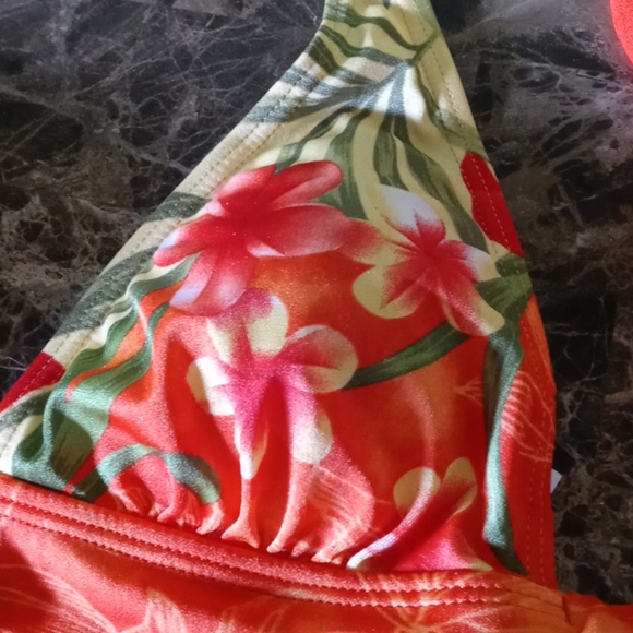 Aqua Couture Orange Tropical Pattern Bikini Top Women’s Size Large - Picture 4 of 7